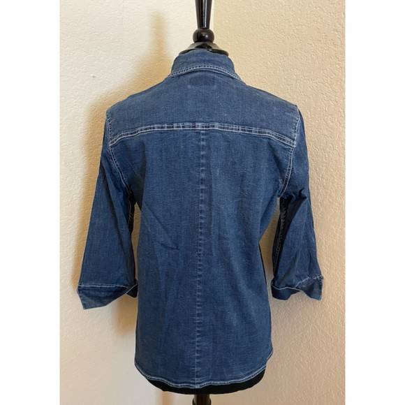 St. John's Bay Thick Stretchy Button Down Denim Shirt/Shacket- Sz MT - Picture 2 of 13